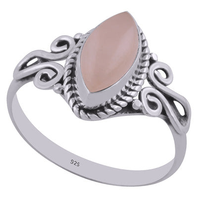 Beautiful Handwork Around Rose Quartz Marquise Shape 925 Sterling Solid Silver Ring - R3402654-26