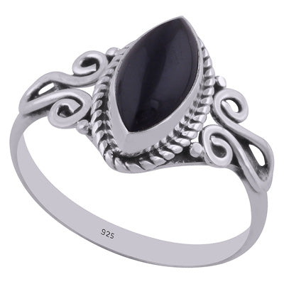 Beautiful Handwork Around Black Onyx Marquise Shape 925 Sterling Solid Silver Ring - R3402654-27