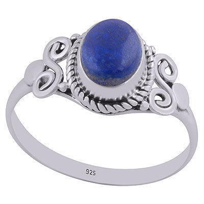 Gorgeous Coil Work Around Lapis Oval Shape 925 Sterling Solid Silver Ring - R3402655-22