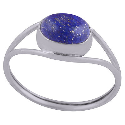 Stunning Split Shank Around Lapis Oval Shape 925 Sterling Solid Silver Ring - R3402658-20