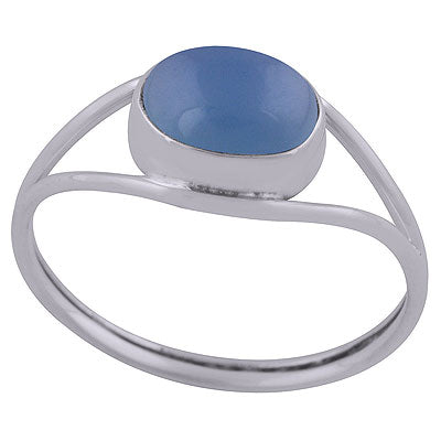 Stunning Split Shank Around Blue Chalcedony Oval Shape 925 Sterling Solid Silver Ring - R3402658-30