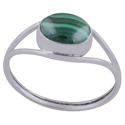 Stunning Split Shank Around Malachite Oval Shape 925 Sterling Solid Silver Ring - R3402658-35