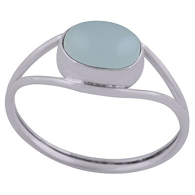 Stunning Split Shank Around Aqua Chalcedony Oval Shape 925 Sterling Solid Silver Ring - R3402658-39