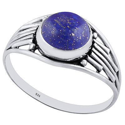 Unique Wirework Lapis Round Shape 925 Sterling Solid Silver Rings - R3402679-12