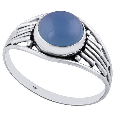 Unique Wirework Blue Chalcedony Round Shape 925 Sterling Solid Silver Rings - R3402679-17