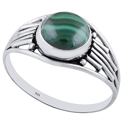 Unique Wirework Malachite Round Shape 925 Sterling Solid Silver Rings - R3402679-23