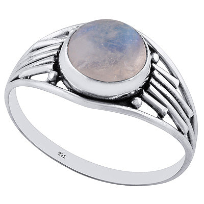 Unique Wirework Rainbow Moonstone Round Shape 925 Sterling Solid Silver Rings - R3402679-9