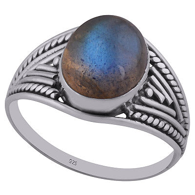 Beautifully Handcrafted Wire Work Around Labradorite Oval Shape 925 Sterling Solid Silver Ring - R3402680-13