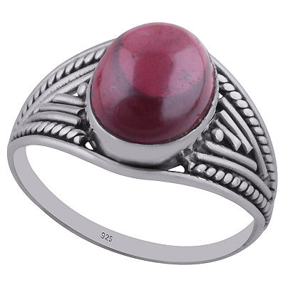 Beautifully Handcrafted Wire Work Around Garnet Oval Shape 925 Sterling Solid Silver Ring - R3402680-3