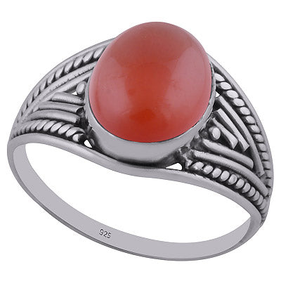 Beautifully Handcrafted Wire Work Around Carnelian Oval Shape 925 Sterling Solid Silver Ring - R3402680-30