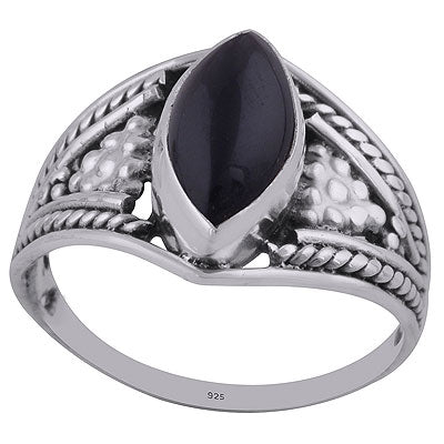 Gorgeous Handcrafted Rawa Work Around Black Onyx Marquise Shape 925 Sterling Solid Silver Ring - R3402689-21