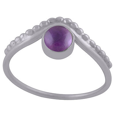 Stunning Rawa Work Around Amethyst Round Shape 925 Sterling Solid Silver Ring - R3402706-1