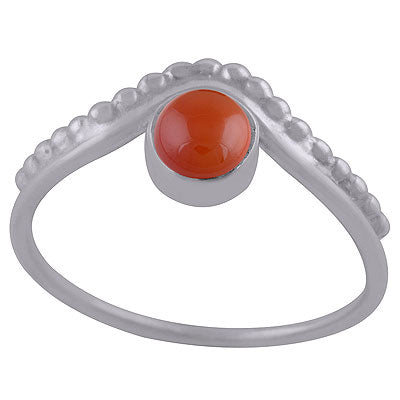 Stunning Rawa Work Around Carnelian Round Shape 925 Sterling Solid Silver Ring - R3402706-9