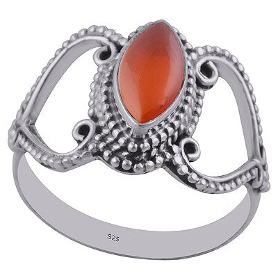 Stunning Cut & Rawa Work Around Carnelian Marquise Shape 925 Sterling Solid Silver Ring - R3402735-8