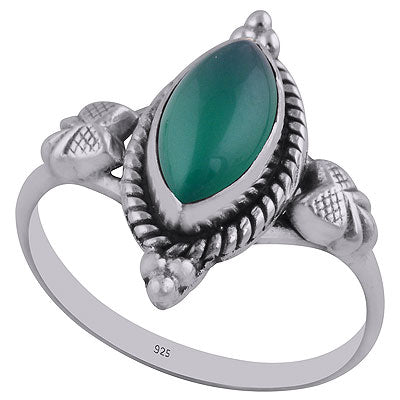 Stunning Twisted Wire Work Around Green Onyx Marquise Shape 925 Sterling Solid Silver Ring - R3402741-10