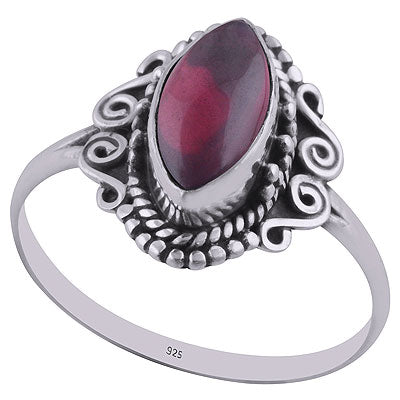 Alluring Rawa & Coil Wire Work Around Garnet Marquise Shape 925 Sterling Solid Silver Ring - R3402743-2