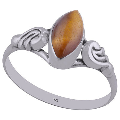 Alluring Handwork Around Tiger's Eye Marquise Shape 925 Sterling Solid Silver Ring - R3402751-16