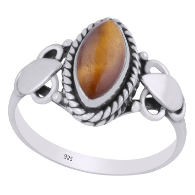 Stunning Twisted Wire Work Around Tiger's Eye Marquise Shape 925 Sterling Solid Silver Ring - R3402757-11