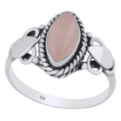 Stunning Twisted Wire Work Around Rose Quartz Marquise Shape 925 Sterling Solid Silver Ring - R3402757-14