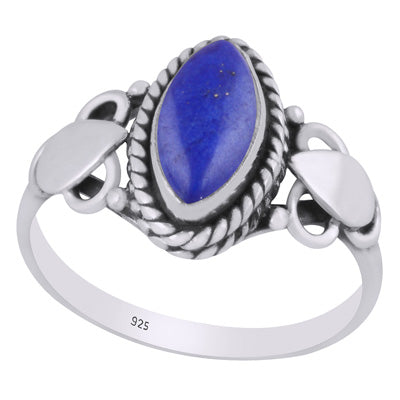 Stunning Twisted Wire Work Around Lapis Marquise Shape 925 Sterling Solid Silver Ring - R3402757-6