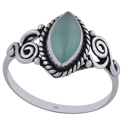 Gorgeous Wire Coil Work Around Aqua Chalcedony Marquise Shape 925 Sterling Solid Silver Ring - R3402774-11