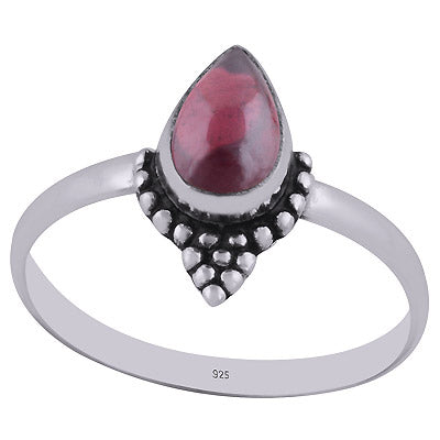 Gorgeous Rawa Work Around Garnet Pear Shape 925 Sterling Solid Silver Ring - R3402776-12