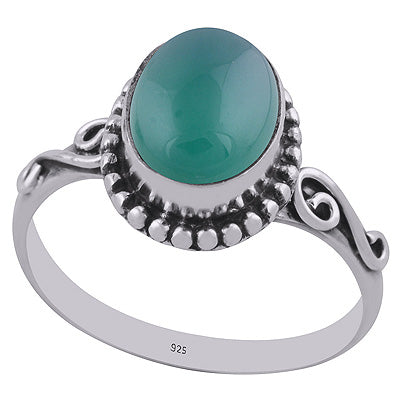 Stunning Rawa & Wire Work Around Green Onyx Oval Shape 925 Sterling Solid Silver Ring - R3402799-11