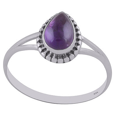 Gorgeous Rawa Work Around Amethyst Pear Shape 925 Sterling Solid Silver Ring - R3402846-1