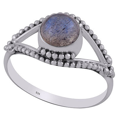 Beautiful Handcrafted Rawa Work Around Labradorite Round Shape 925 Sterling Solid Silver Ring - R3402859-24