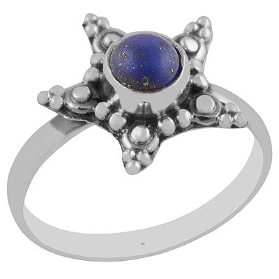 Stunning Star Rawa Around Lapis Round Shape 925 Sterling Solid Silver Ring - R3402893-6