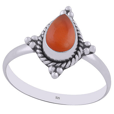 Beautiful Wire & Rawa Work Around Carnelian Pear Shape 925 Sterling Solid Silver Ring - R3402895-27