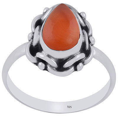 Unique Handmade Design Around Carnelian Pear Shape 925 Sterling Solid Silver Ring - R3402896-37