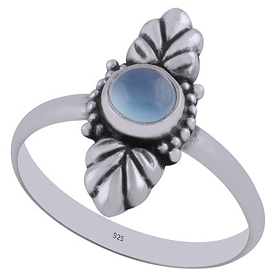 Authentic Work Around Blue Chalcedony Round Shape 925 Sterling Solid Silver Ring - R3402901-9