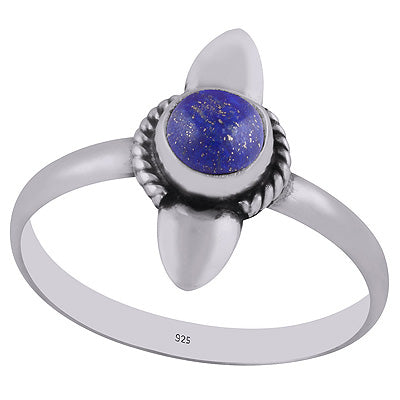 Authentic Work Around Lapis Round Shape 925 Sterling Solid Silver Ring - R3402903-5