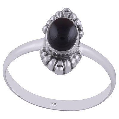 Authentic Hand Work Black Onyx Oval Shape 925 Sterling Solid Silver Ring - R3402908-11