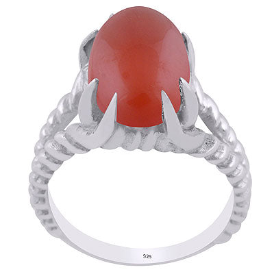 Unique Stone Setting Carnelian Oval Shape 925 Sterling Solid Silver Ring - R3402917-13
