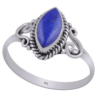 Gorgeous Wire & Rawa Work Around Lapis Marquise Shape 925 Sterling Solid Silver Ring - R3402932-35