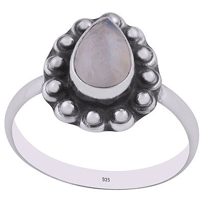 Stunning Rawa Work Around Rainbow Moonstone Pear Shape 925 Sterling Solid Silver Ring - R3402936-4