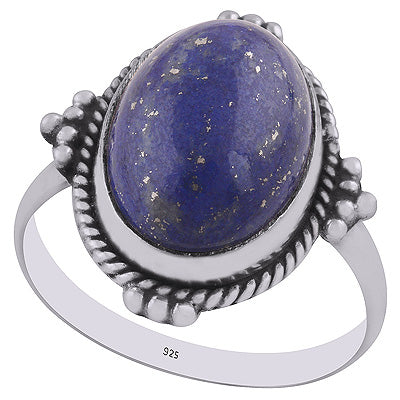Stunning Rawa Work Around Lapis Oval Shape 925 Sterling Solid Silver Ring - R3402939-4