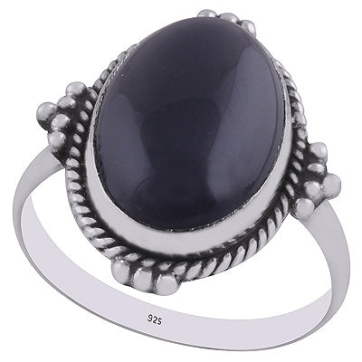 Stunning Rawa Work Around Black Onyx Oval Shape 925 Sterling Solid Silver Ring - R3402939-7