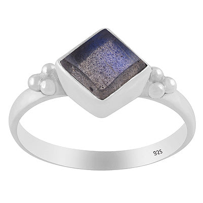 Stunning Rawa Around Labradorite Rhombus Shape 925 Sterling Solid Silver Ring - R3402949-5