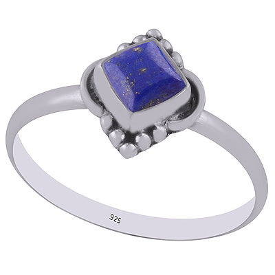 Beautiful HandWork Around Lapis Rhombus Shape 925 Sterling Solid Silver Rings - R3402950-6
