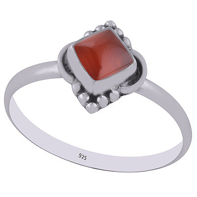 Beautiful HandWork Around Carnelian Rhombus Shape 925 Sterling Solid Silver Rings - R3402950-7