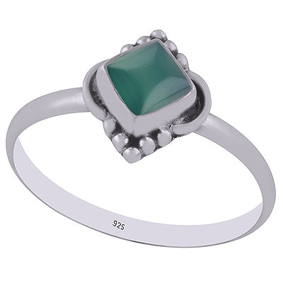 Beautiful HandWork Around Green Onyx Rhombus Shape 925 Sterling Solid Silver Rings - R3402950-8