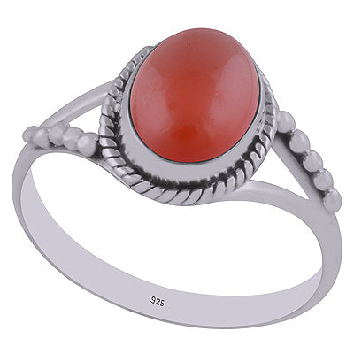 Stunning Rawa & Wire Work Around Carnelian Oval Shape 925 Sterling Solid Silver Ring - R3402961-7