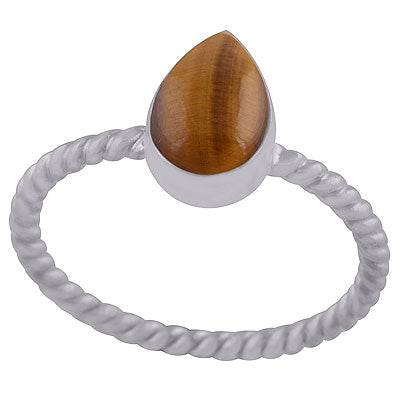 Beautiful Twisted Shank Around Tiger's Eye Pear Shape 925 Sterling Solid Silver Ring - R3402968-11