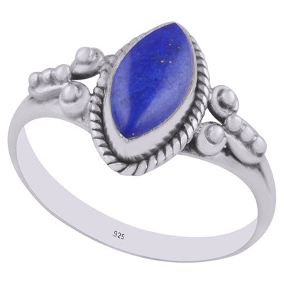 Beautiful Rawa Work Around Lapis Marquise Shape 925 Sterling Solid Silver Ring - R3402974-6