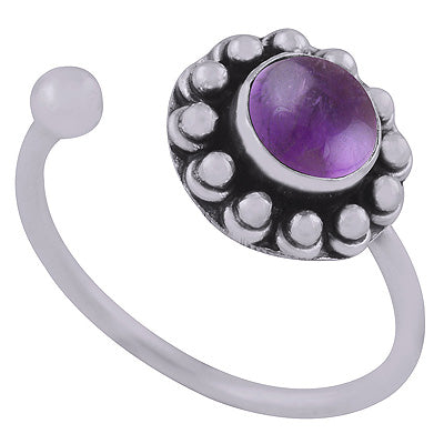 Gorgeous Rawa Around Amethyst Round Shape 925 Sterling Solid Silver Ring - R3402975-1