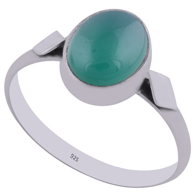 Beautiful Work Around Green Onyx Oval Shape 925 Sterling Solid Silver Ring - R3402992-7