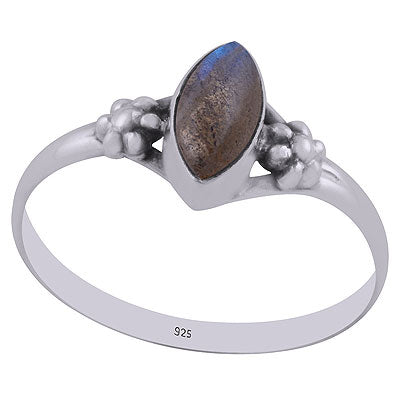Beautiful Rawa Work Around Labradorite Marquise Shape 925 Sterling Solid Silver Ring - R3403007-5